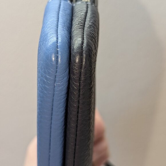 Coach leather double zip wristlet/wallet in blue/black. Large, EUC! - Picture 11 of 12